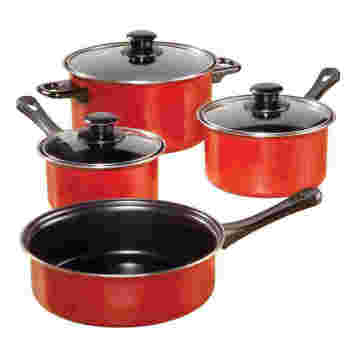 Amazon Vendor 7-Stück Nonstick Carbon Steel Kochgeschirr Set Red